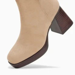 Bottines Marina Beiges A Plateforme Et Talon Bois