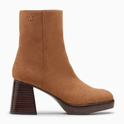 Bottines Marina Camel A Plateforme Et Talon Bois