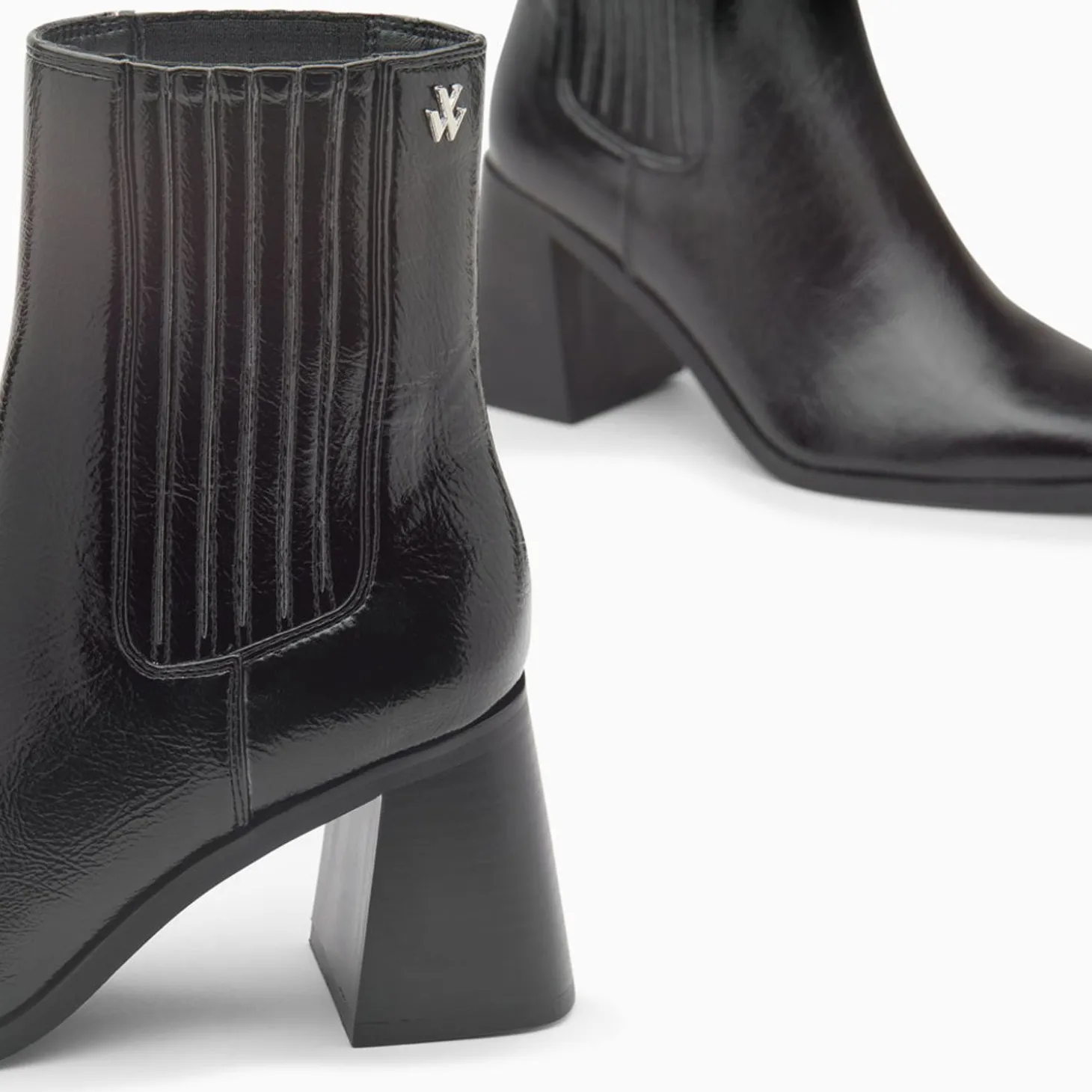 Bottines Montantes Taylor Noires A Talon Trapeze