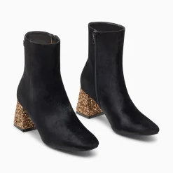 Bottines New York Noires A Talon Paillete Bronze