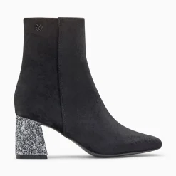 Bottines New York Noires A Talon Paillete Argent