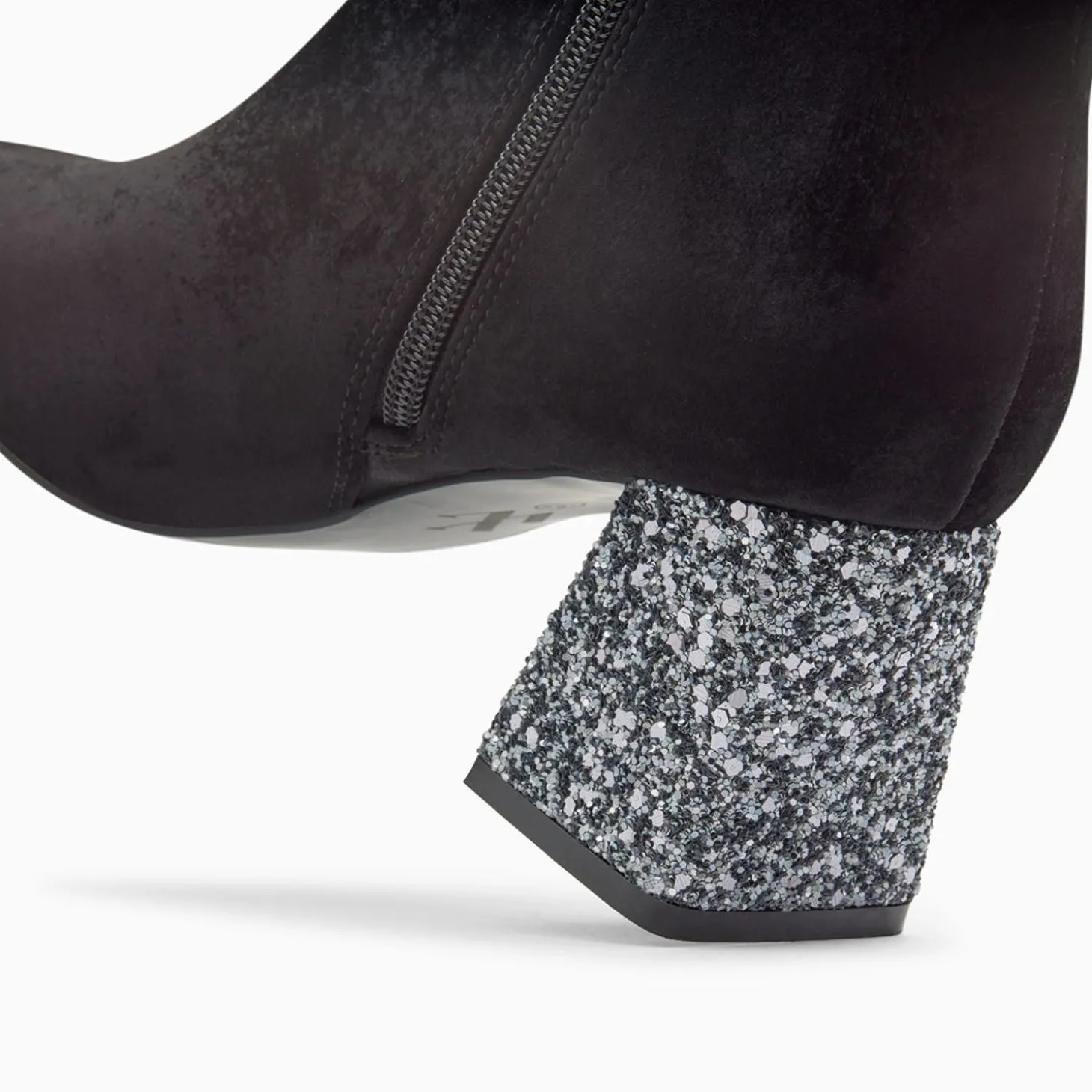 Bottines New York Noires A Talon Paillete Argent
