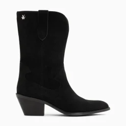 Bottines Santiags Beverly Noires Mi-Mollet