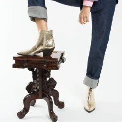 Bottines Santiags Caroline Or Effet Serpent