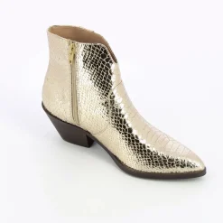 Bottines Santiags Caroline Or Effet Serpent