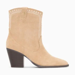 Bottines Santiags Danae Montantes Beiges A Broderies