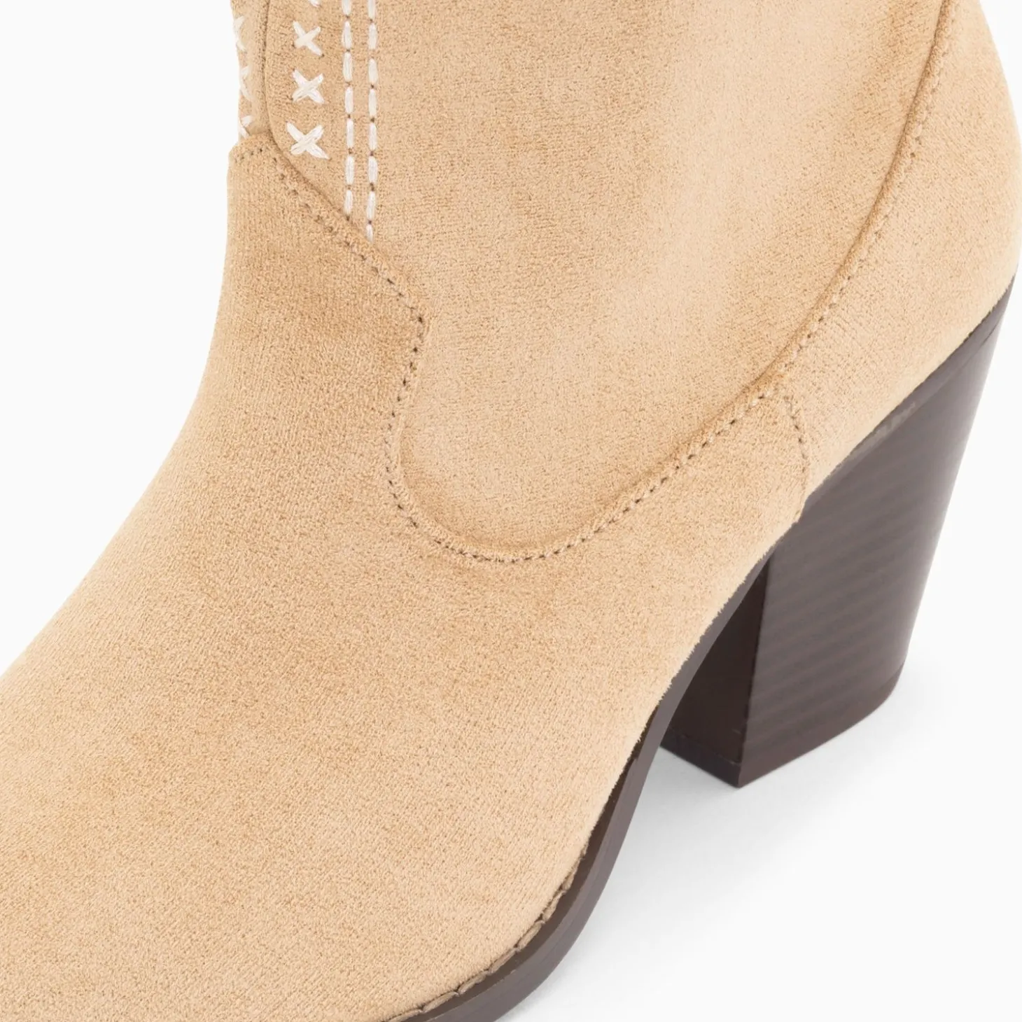 Bottines Santiags Danae Montantes Beiges A Broderies