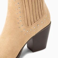 Bottines Santiags Rivoli Montantes Beiges A Clous