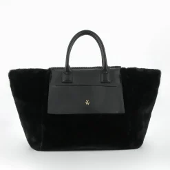 Cabas Christiane Noir En Fausse Fourrure