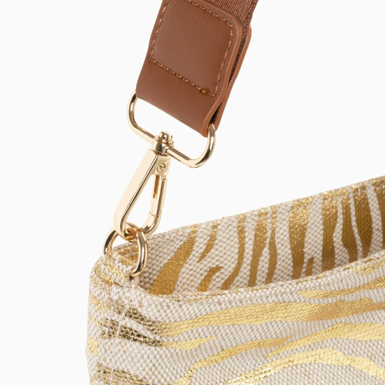 Cabas Roxanna Or Imprime Zebre A Pochette