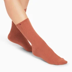 Chaussettes Ella Brique Cotelees