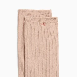 Chaussettes Ella Taupe Cotelees