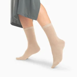 Chaussettes Quinn Beige Et Or Paillete