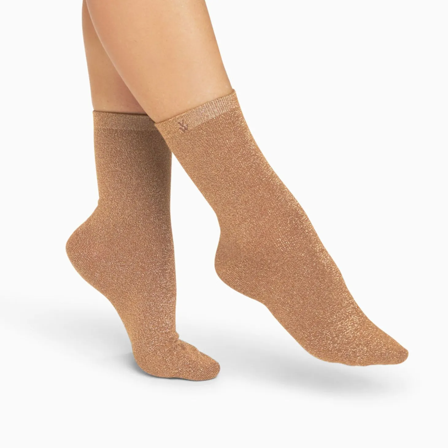 Chaussettes Quinn Camel Et Or Paillete