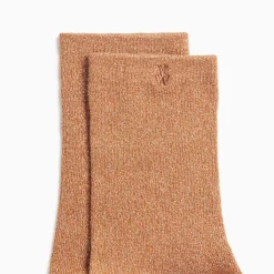 Chaussettes Quinn Camel Et Or Paillete