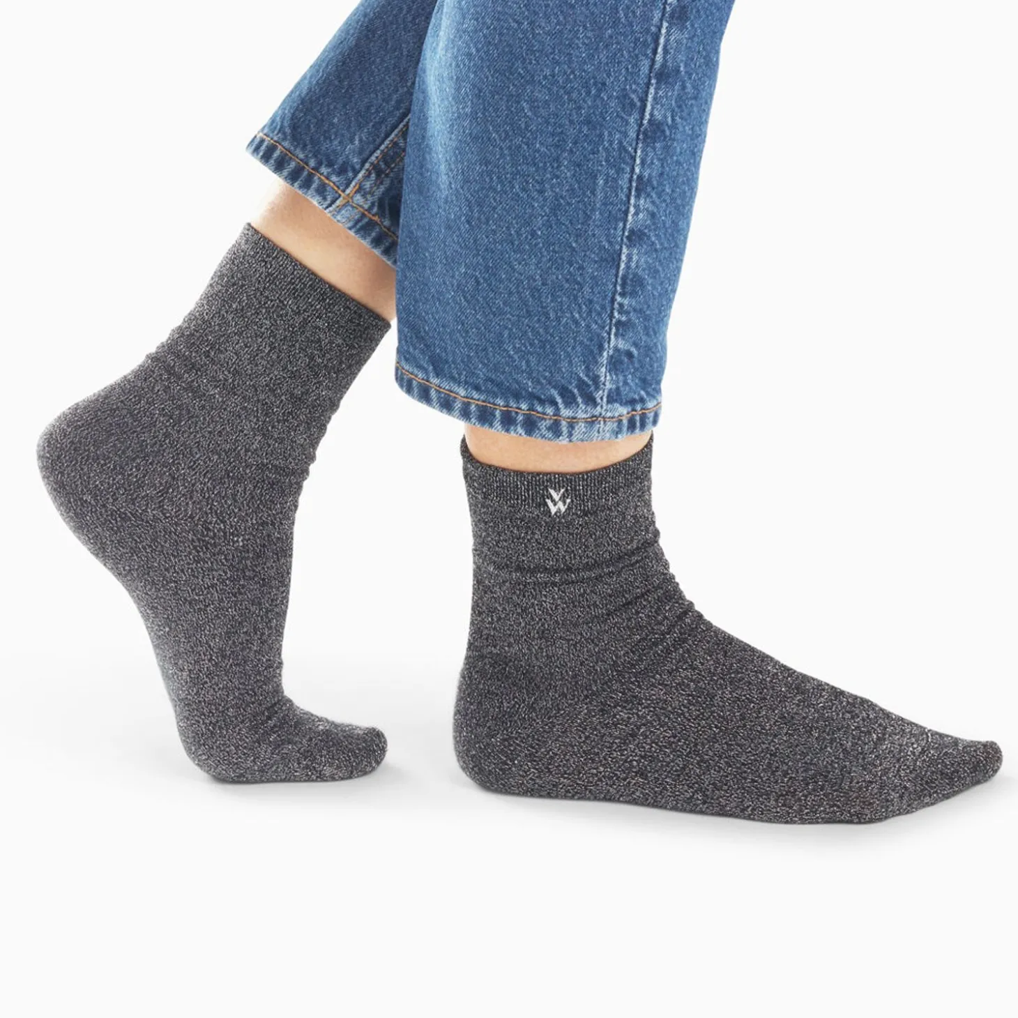 Chaussettes Quinn Noir Et Argent Paillete