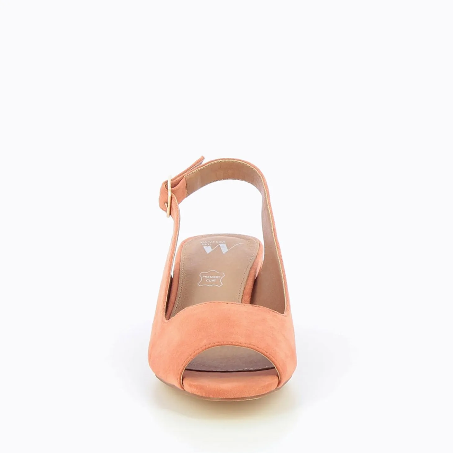 Escarpins Peep-Toe Maureen En Suedine Saumon
