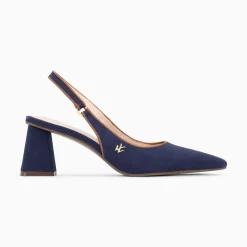 Escarpins Slingback Lara Marine A Bout Pointu