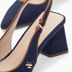 Escarpins Slingback Lara Marine A Bout Pointu