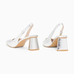 Escarpins Slingback Lara Argent A Bout Pointu