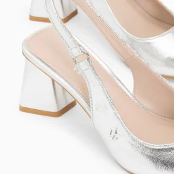 Escarpins Slingback Lara Argent A Bout Pointu