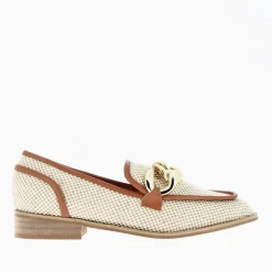 Mocassins Barbara Beiges A Chaine Or