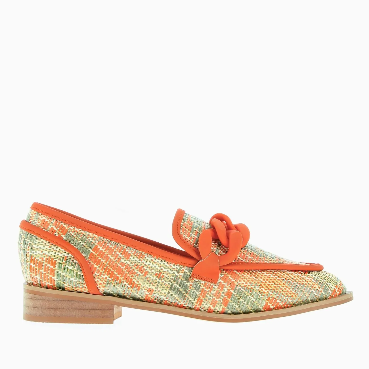 Mocassins Barbara Orange A Chaine Mate