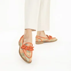 Mocassins Barbara Orange A Chaine Mate