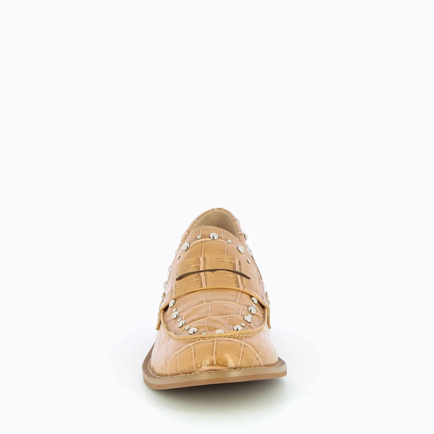 Mocassins Nadege Camel Effet Croco A Clous