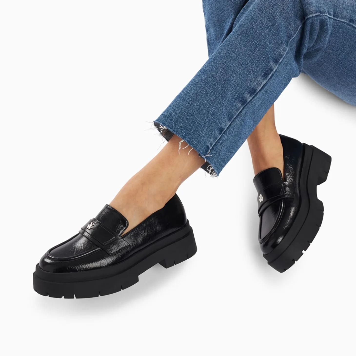 Mocassins Rosalie Noirs A Plateforme Crantee