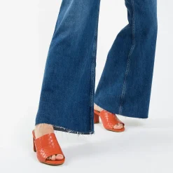 Mules A Talon Melaurie Rouge Effet Tresse