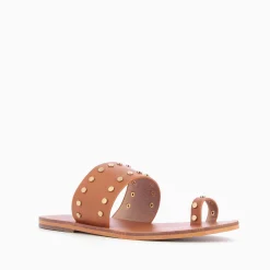 Mules Cloutees Laeticia Camel A Passe-Pouce