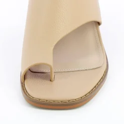 Mules Cyrielle Beiges Passe-Pouce A Talon Rond
