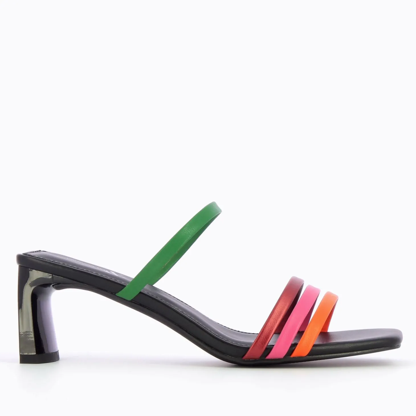 Mules Gaetane Noires A Brides Multicolores