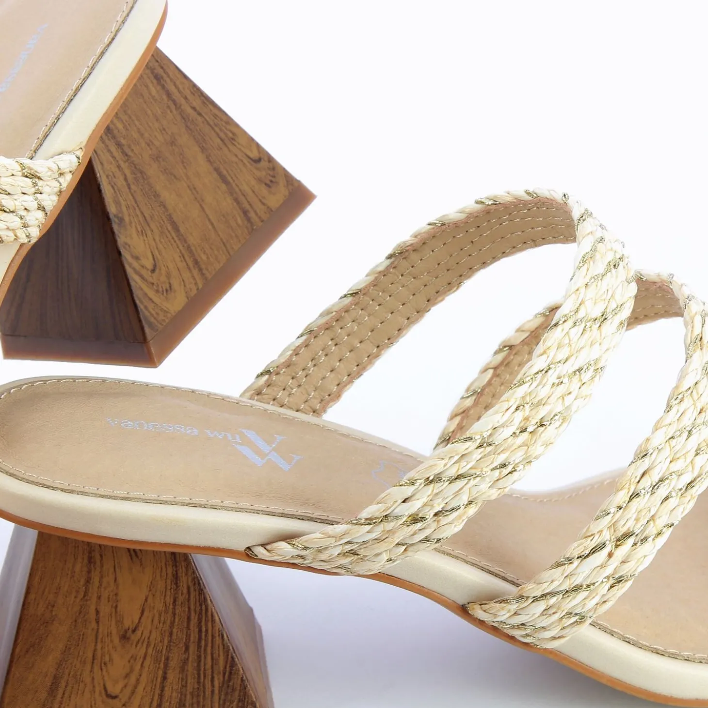 Mules Melyne Beiges A Talon Pyramide