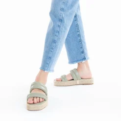 Mules Nala Vert Pastel A Plateforme Cordes