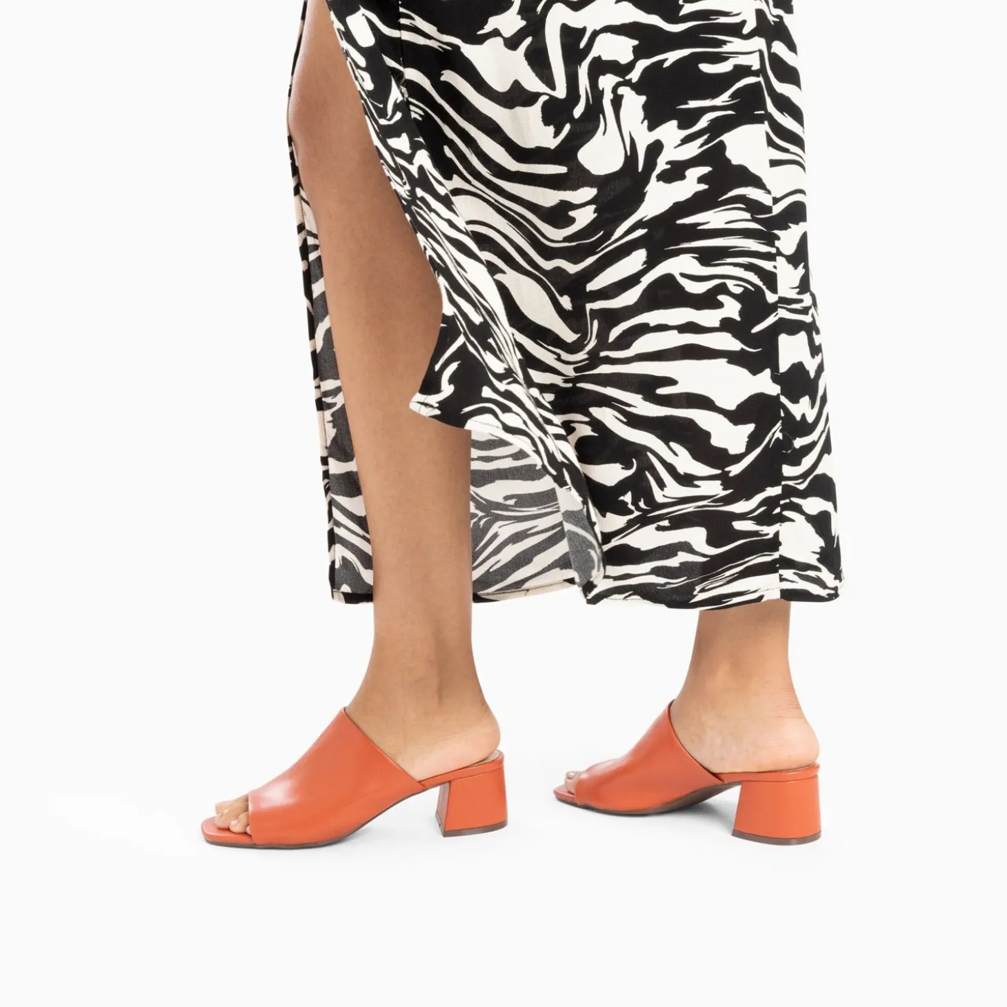 Mules Peep-Toe Helene Brique A Talon