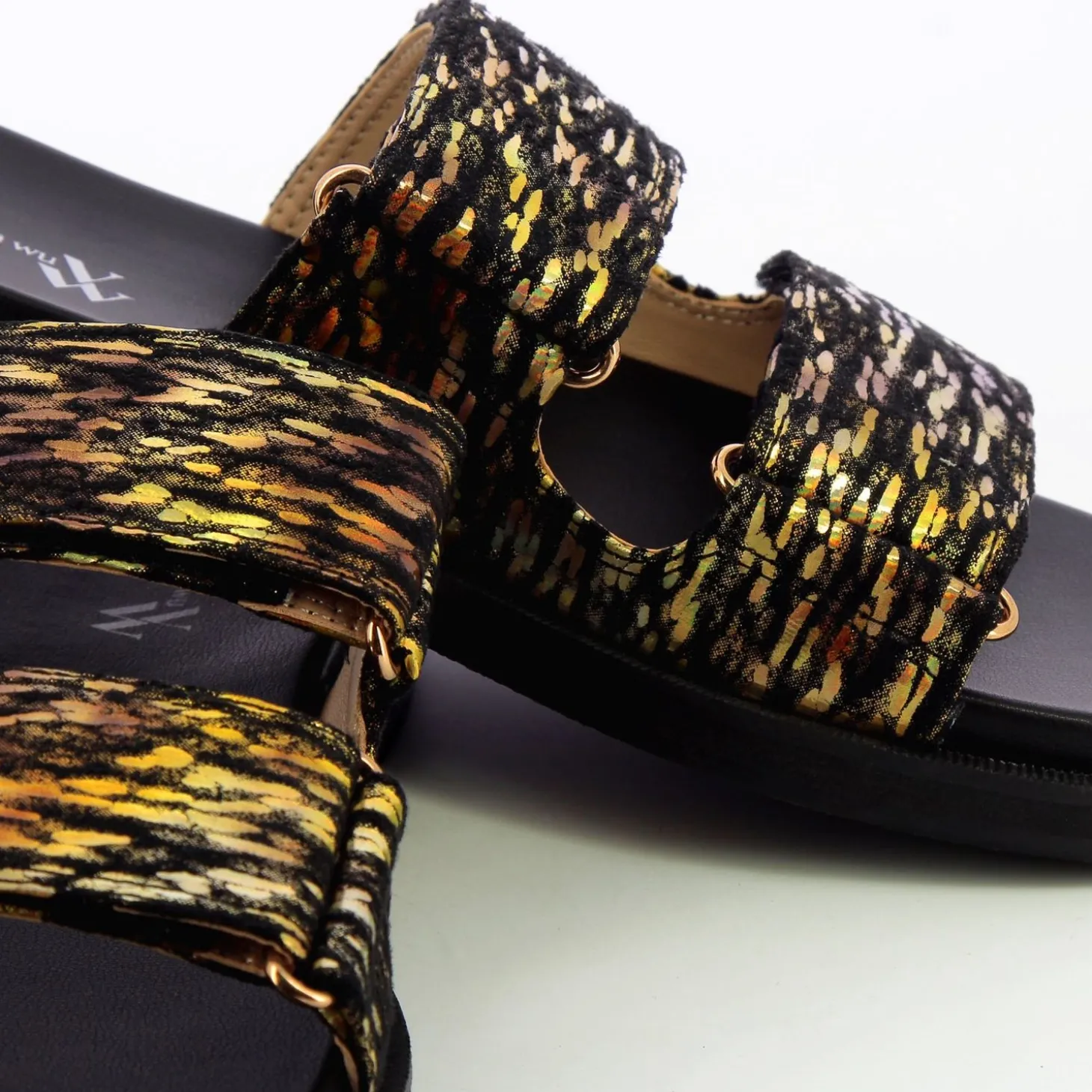 Mules Philippine Noir Et Or A Scratchs