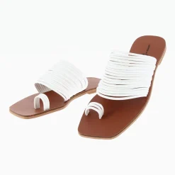 Mules Thea Blanches A Multiples Brides Et Passe-Pouce