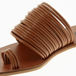 Mules Thea Camel A Multiples Brides Et Passe-Pouce