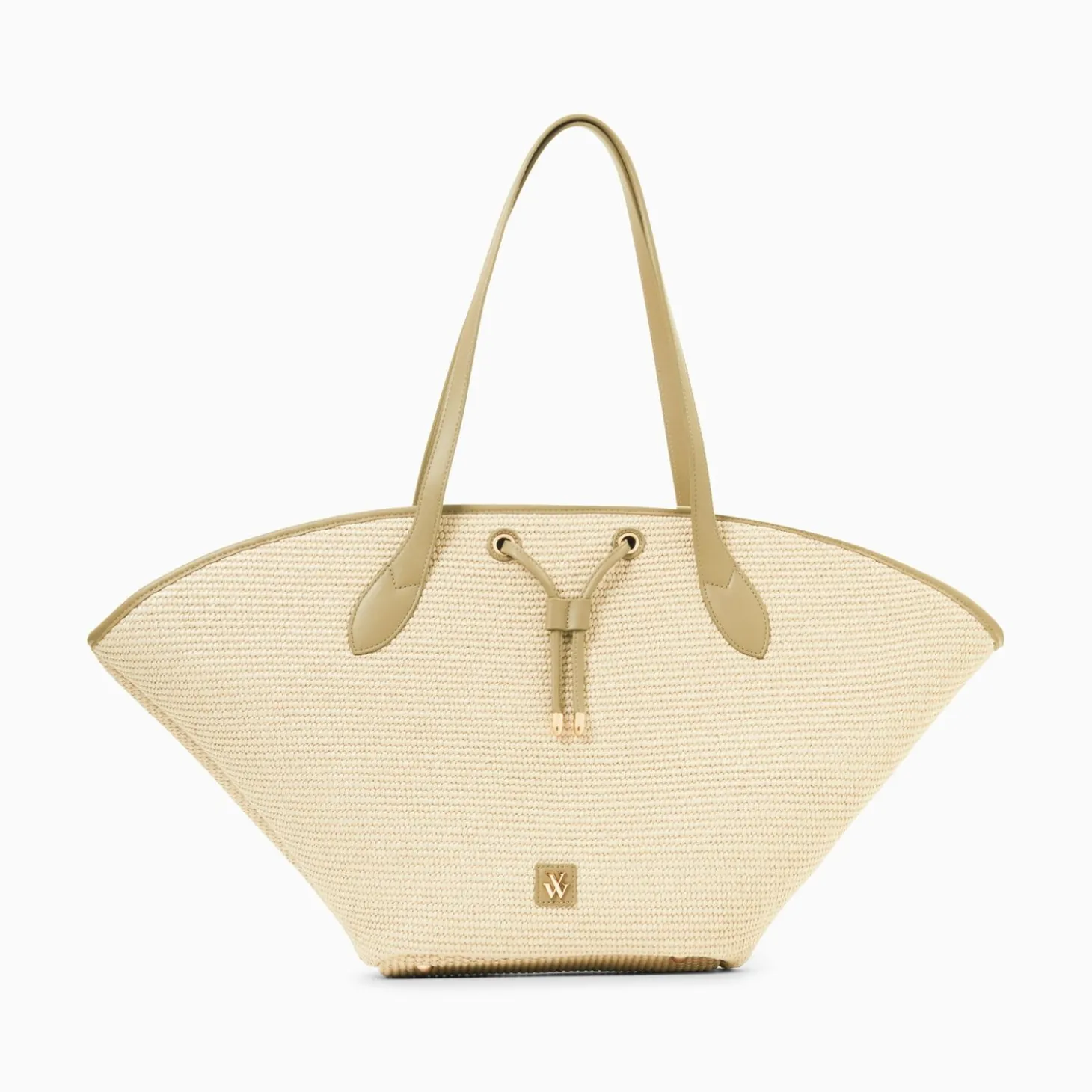 Panier Oversize Vivienne En Raphia Beige A Details Kaki