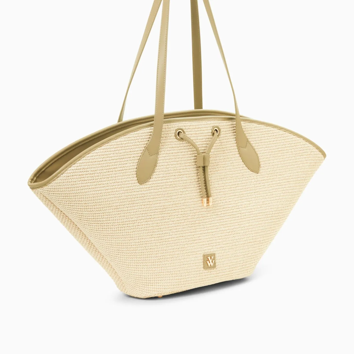 Panier Oversize Vivienne En Raphia Beige A Details Kaki