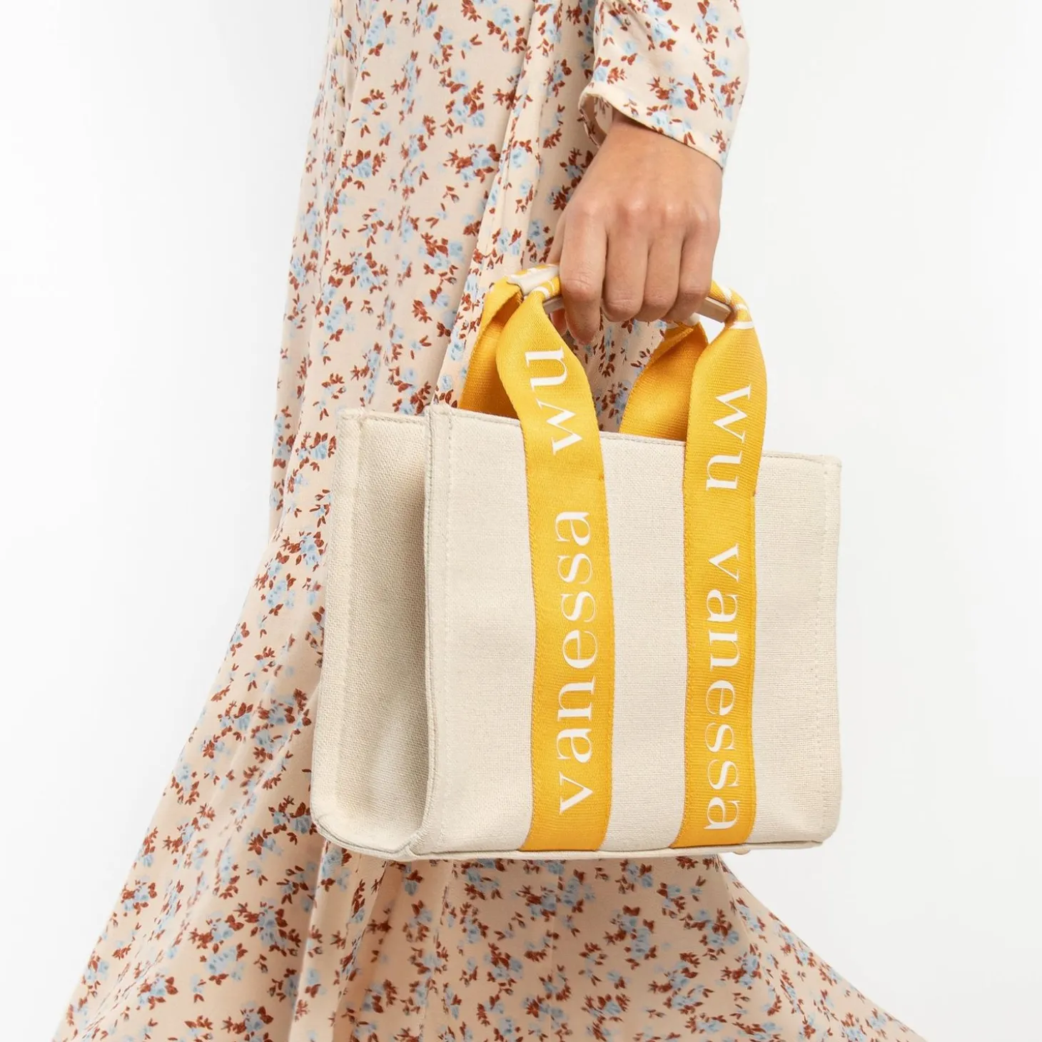 Petit Sac A Main Shopper Ophra Beige Et Jaune
