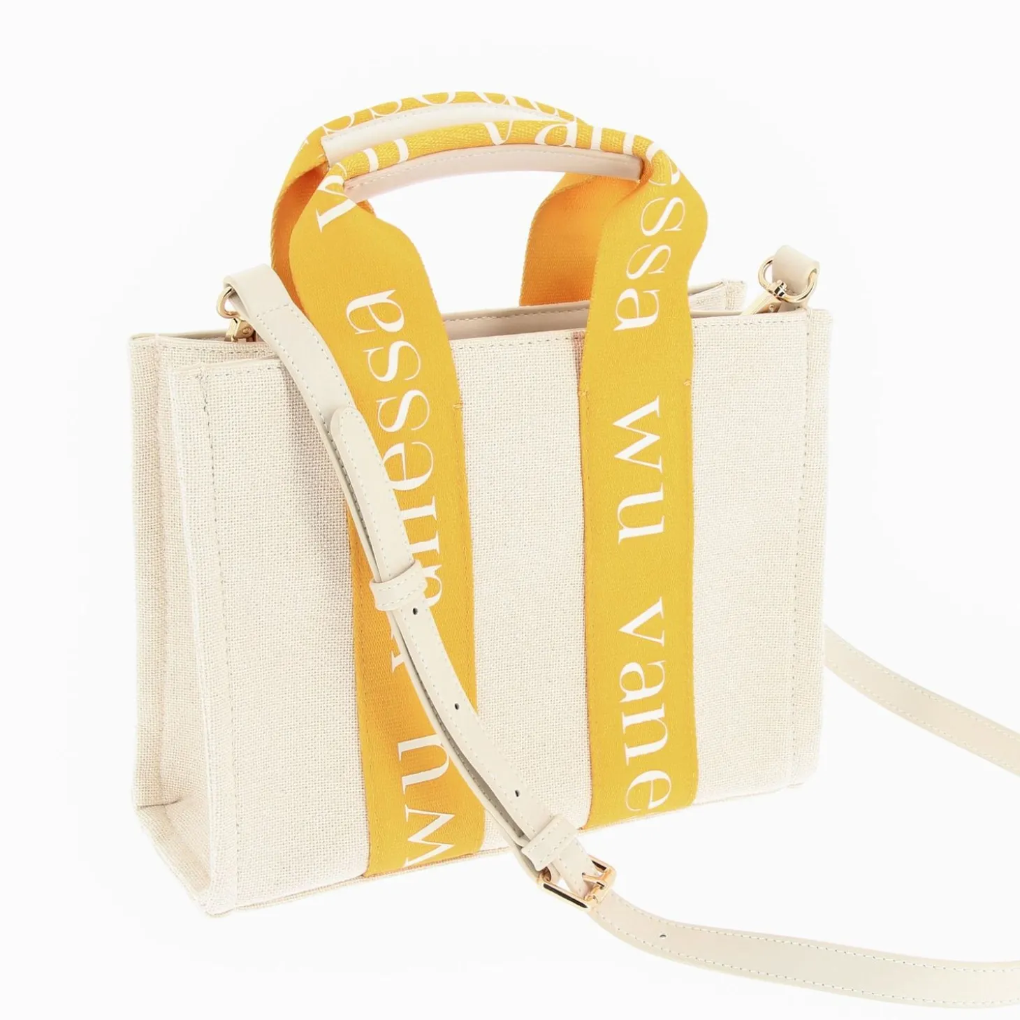 Petit Sac A Main Shopper Ophra Beige Et Jaune