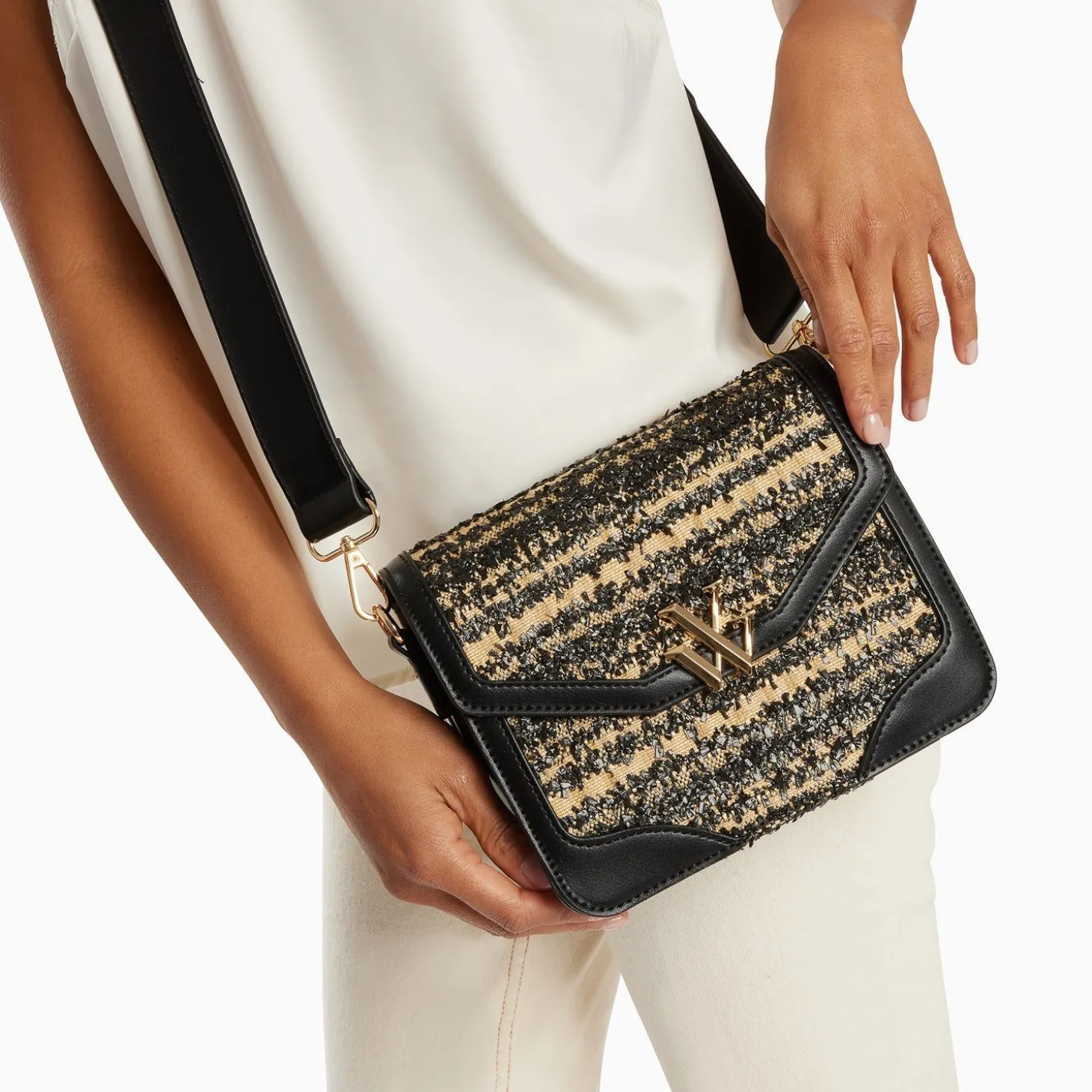 Petit Sac Cartable Aline Noir Et Beige