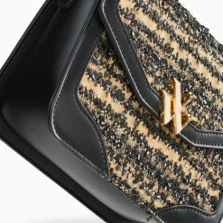 Petit Sac Cartable Aline Noir Et Beige