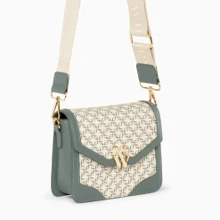 Petit Sac Cartable Karen Vert A Toile Monogramme