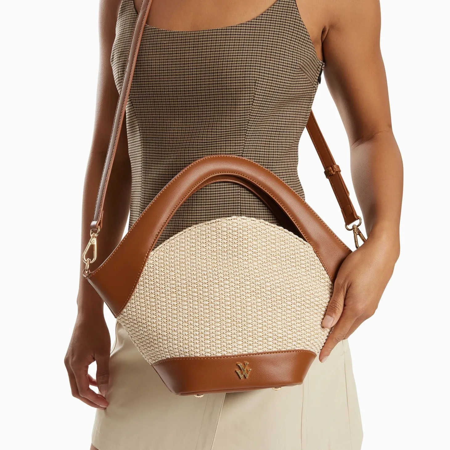 Petit Sac Panier Juliane Beige Et Camel