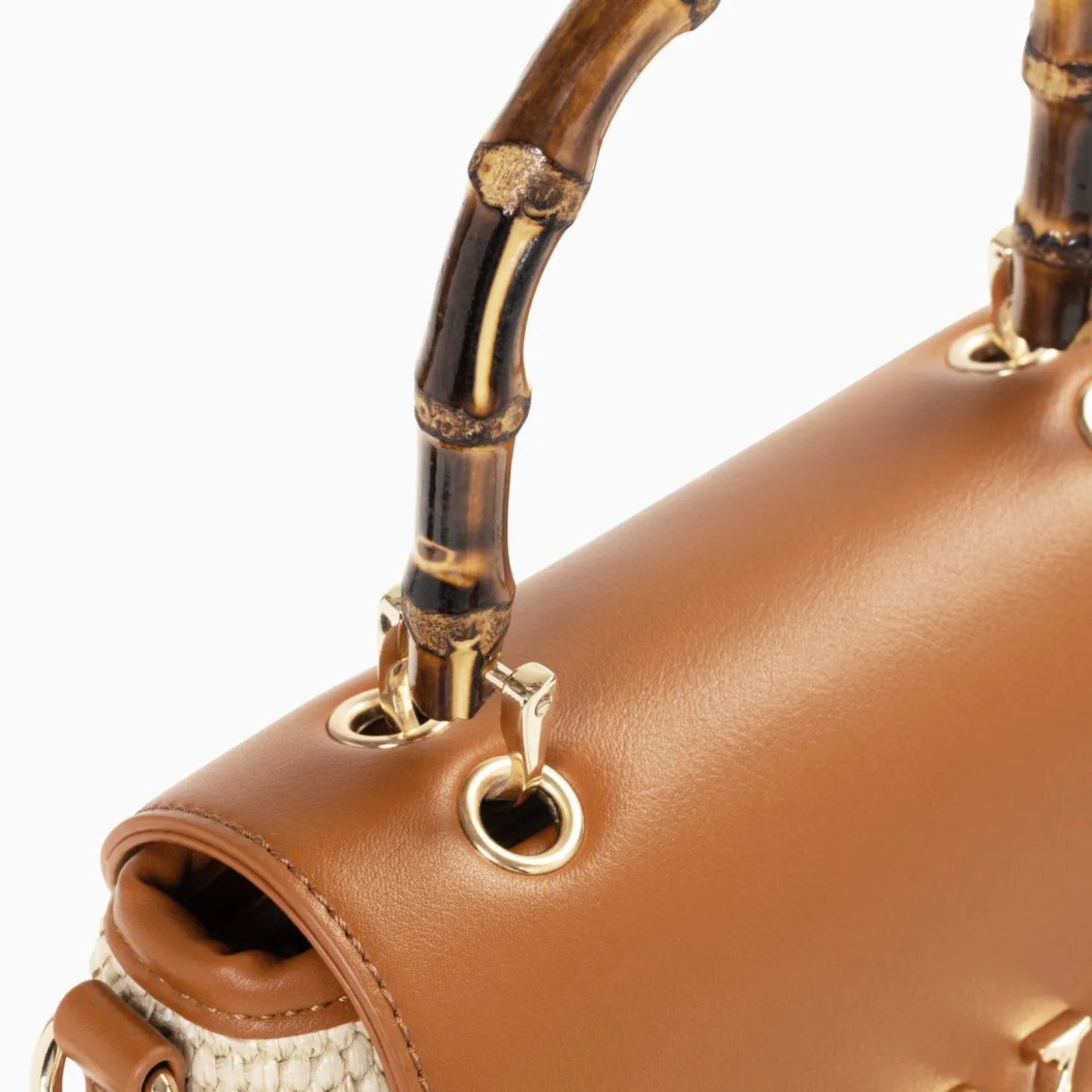 Sac A Main Gwenaelle Camel A Anse En Faux Bambou