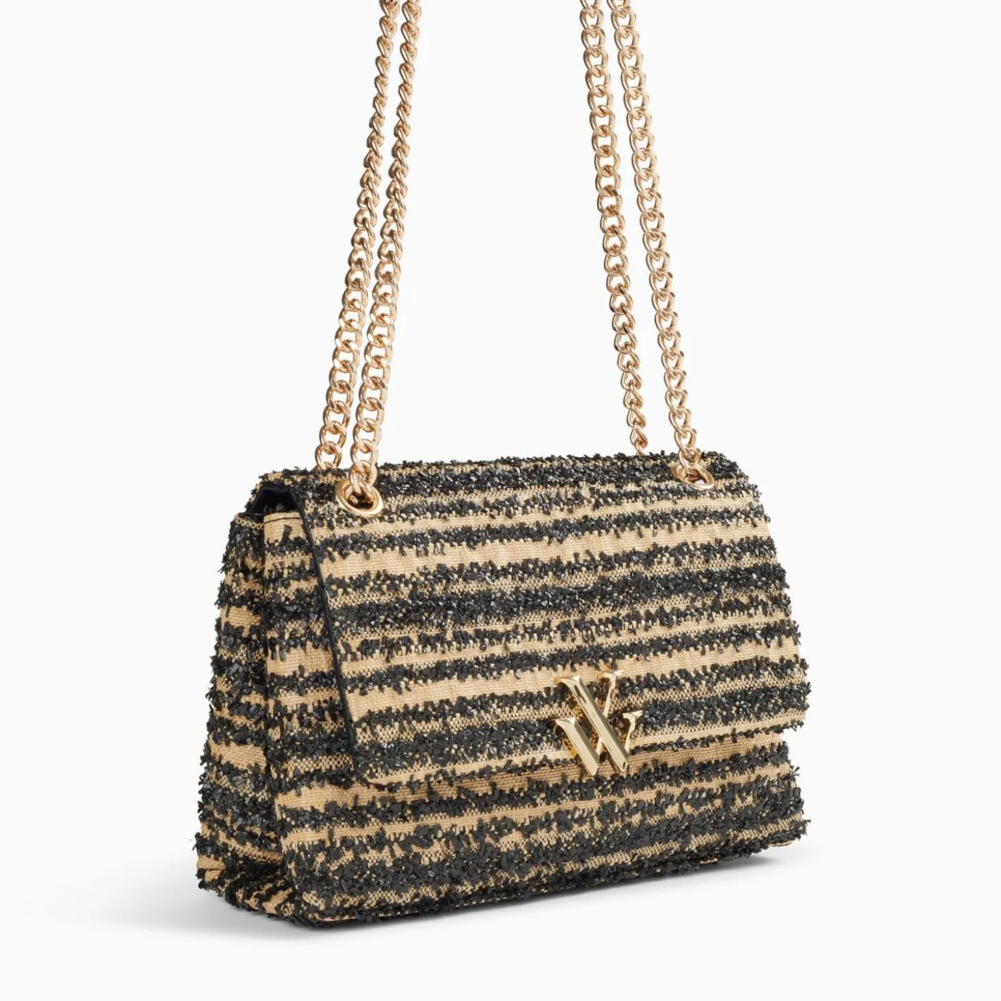 Sac A Main Naomi Noir Et Beige A Chaine